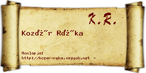 Kozár Réka névjegykártya